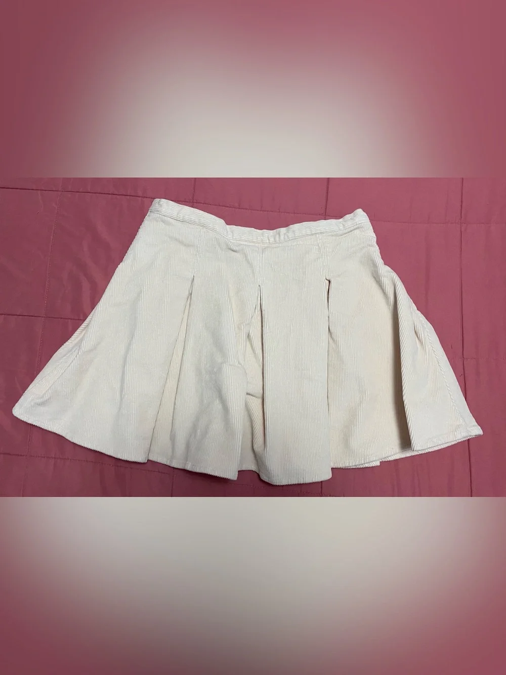 SO Cream Corduroy Pleated Skater Skirt